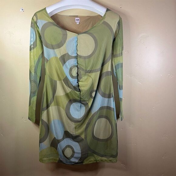 NOM 70s Retro Disco Geometric Dress Women's Medium Multicolor Knee Length Formal - Picture 1 of 9